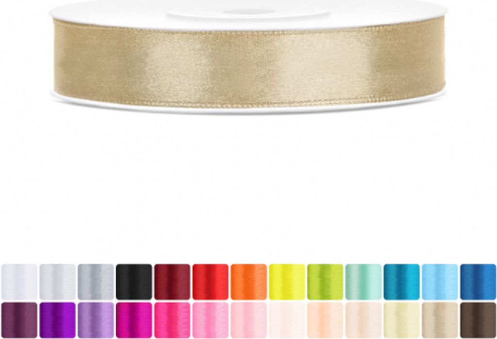 Satinband 12mm Gold - 25 Meter Rolle Geschenk- & Produktbild 