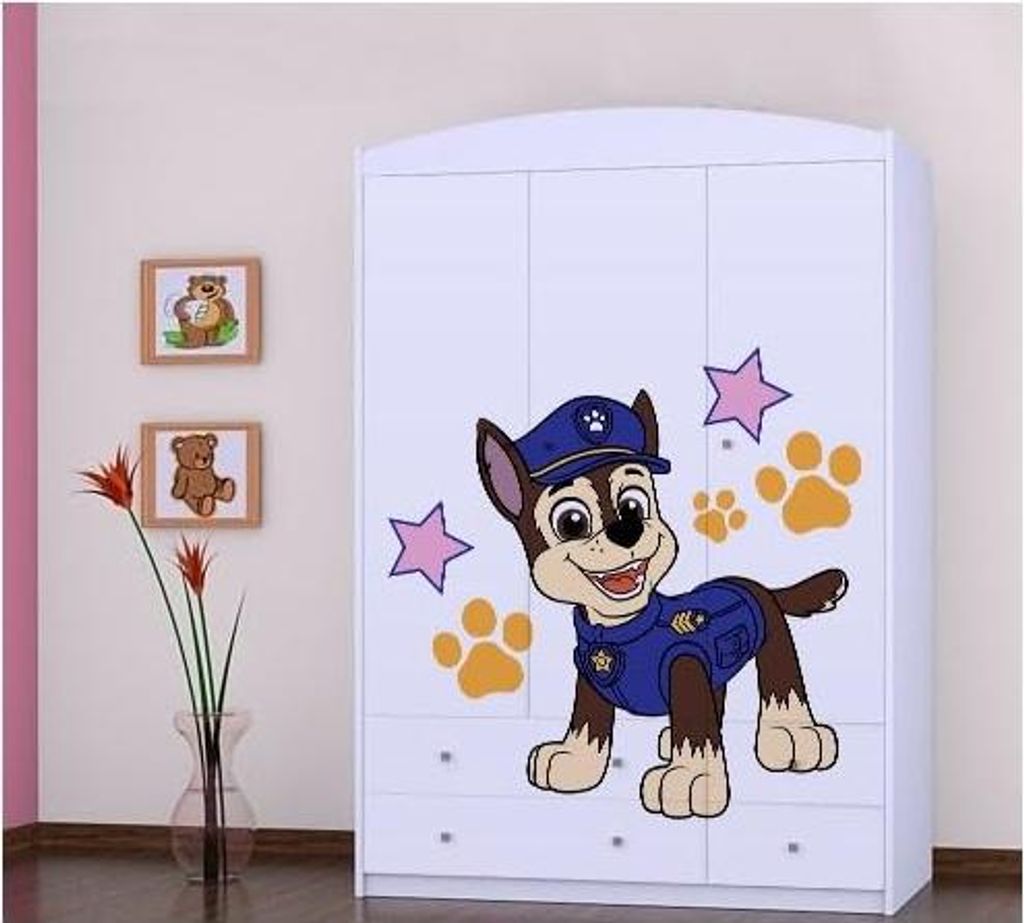 BDW, Kleiderschrank mit Schubladen, Schlafzimmer, 128×190, 3-türig, Weiß 6