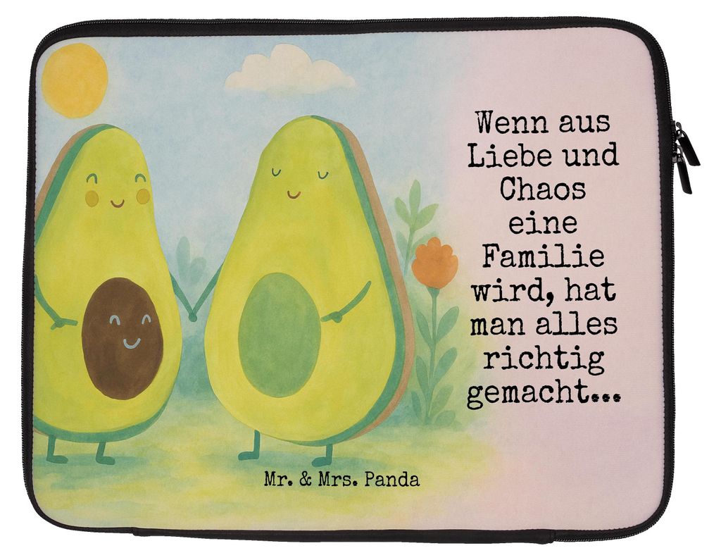 Mr. & Mrs. Panda Laptophülle Avocado Pärchen Design 33 x 42 cm - Weiß - Geschenk, Geburt, Liebe, Laptop Case, Hülle, Schwangerschaft, Laptoptas...