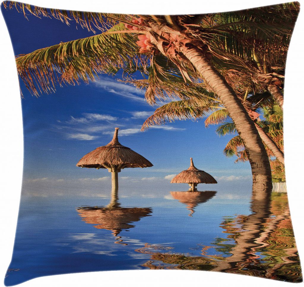 ABAKUHAUS Tropisch Kissenbezug, Palmen ruhigen Ozean, Waschbar mit Reißverschluss Kissenhülle mit Farbfesten Klaren Farben Beidseitiger Druck, 40...