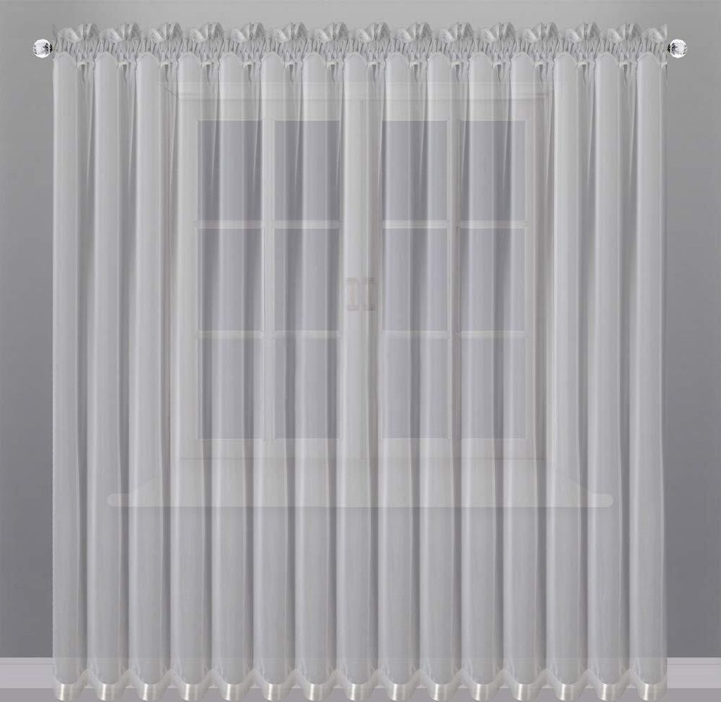 Balkongardine Lang Gardine aus Voile mit Kräuselband Gipüre LB-80, 250x400 cm