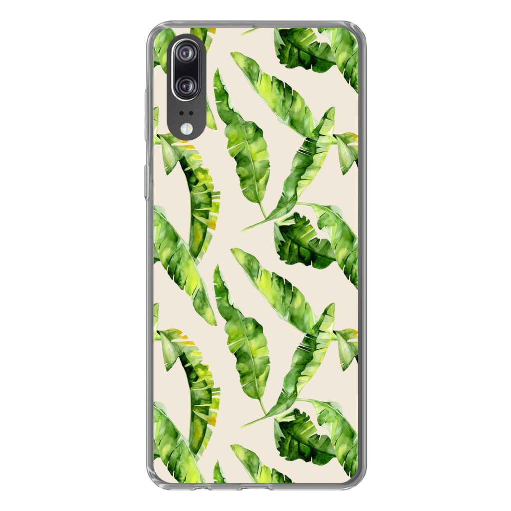 MuchoWow Handyhülle Schutzhülle Hülle für Huawei P20 Blatt - Tropisch - Muster Silikon Softcase Handy Hülle - Hardcover