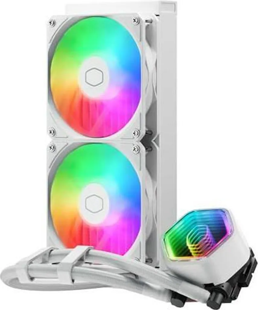 COOLER MASTER MasterLiquid 240 Core II White Edition, raffreddamento ad acqua AIO, radiatore da 240 mm, ventola da 120 mm, compatibile con Intel/AMD