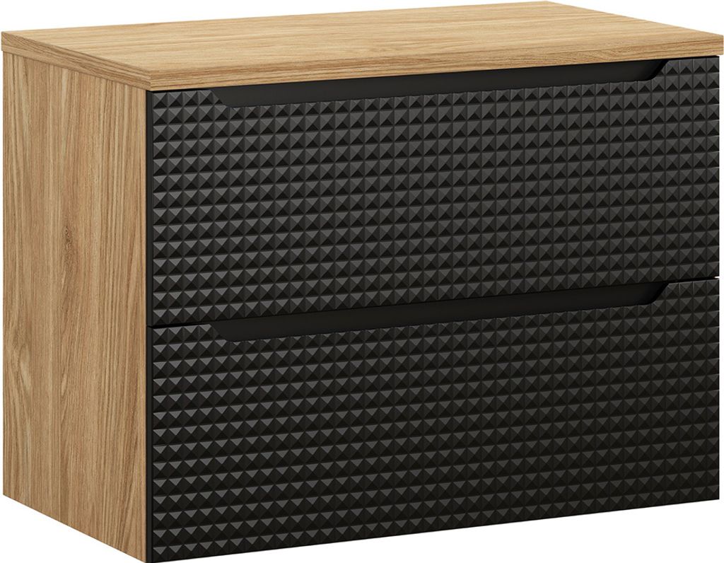 Waschtischunterschrank 80 cm in Eiche mit schwarz, LONDON-56-BLACK