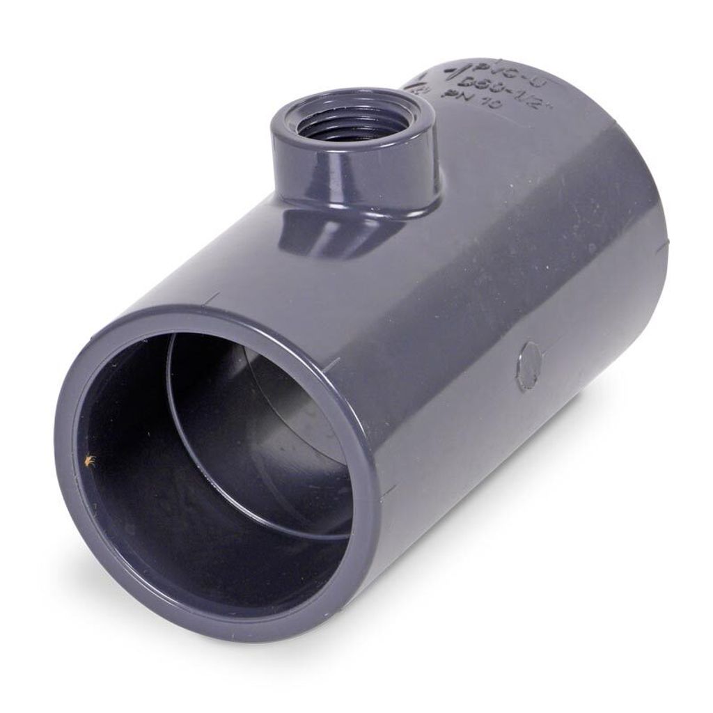 Mega T-Stück 90° PVC-U 50 mm x 1/2 Zoll x 50 mm Klebemuffe Produktbild 