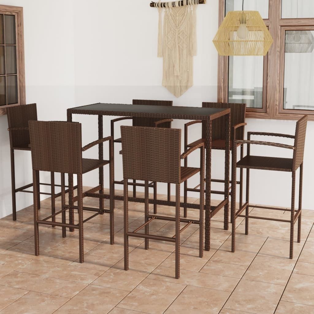 Maison Exclusive - 7-tlg. Gartenbar-Set Poly Rattan Braun
