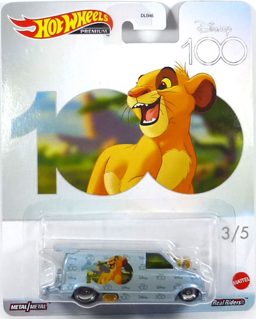 Hot Wheels DLB45-HKC88 Chevrolet Astro Van "Lion King" eisblau - Disney 100th 3/5 Maßstab 1:64 Modellauto