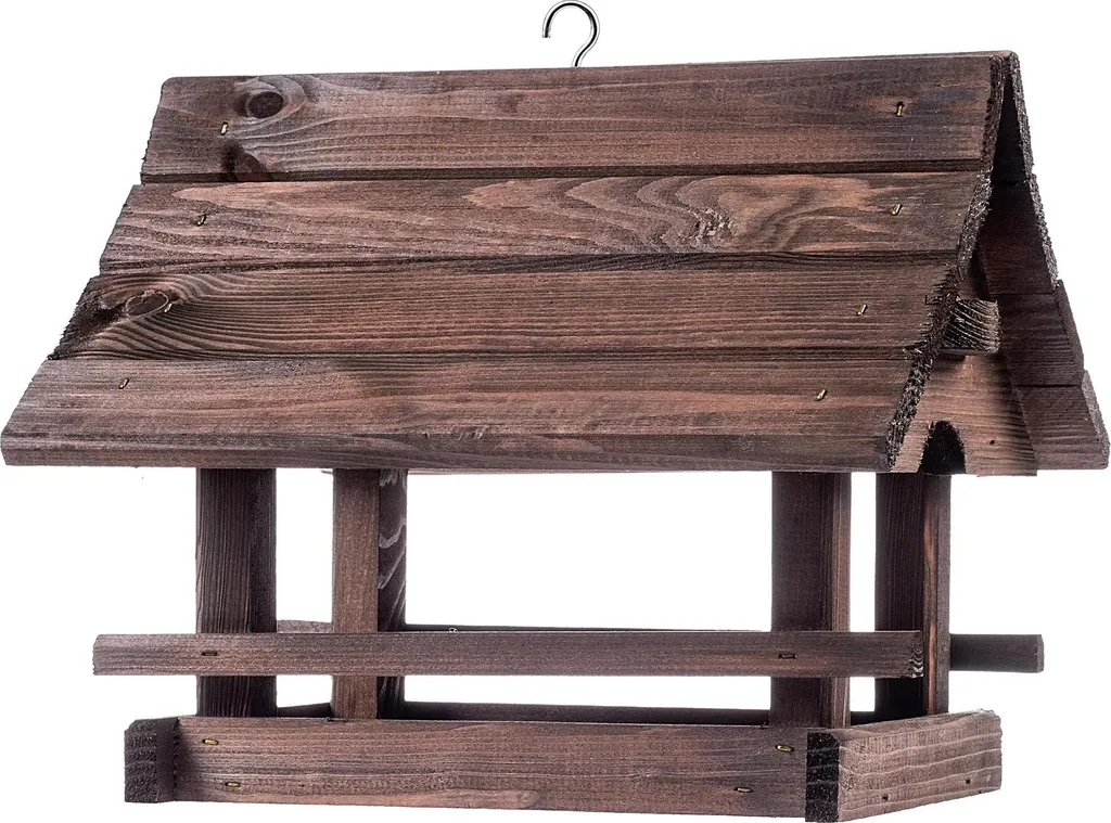Maisonnette pour oiseaux extérieurs en bois marron - Format 30x25cm - 4