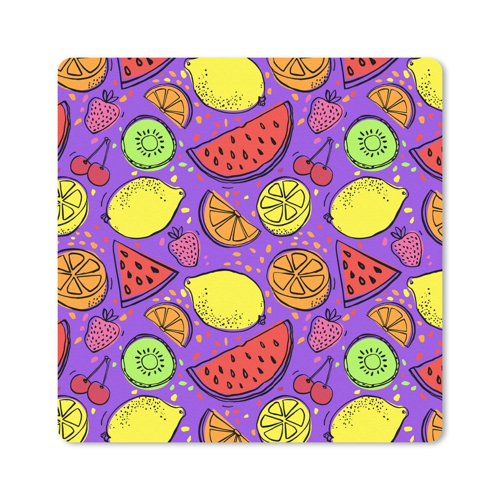 MuchoWow Mauspad Mousepad Zitrone - Farben - Lila 20x20 cm - Mousepads - Maus Mat - Pad - Mausunterlage - Desk Mat - Bureauartikeln