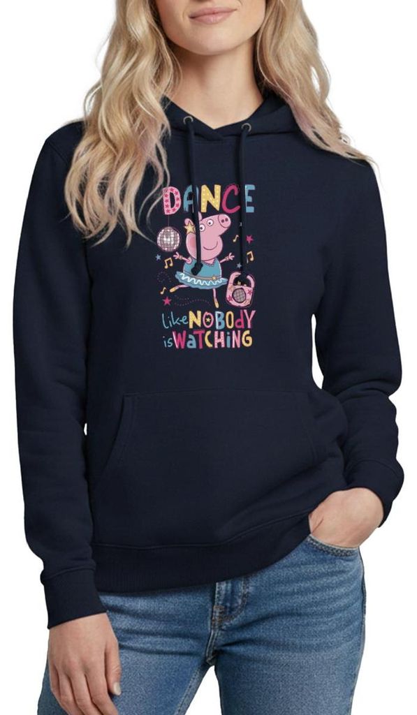 Spreadshirt Peppa Wutz Dancing Queen Tanzen Damen Hoodie, L, Navy