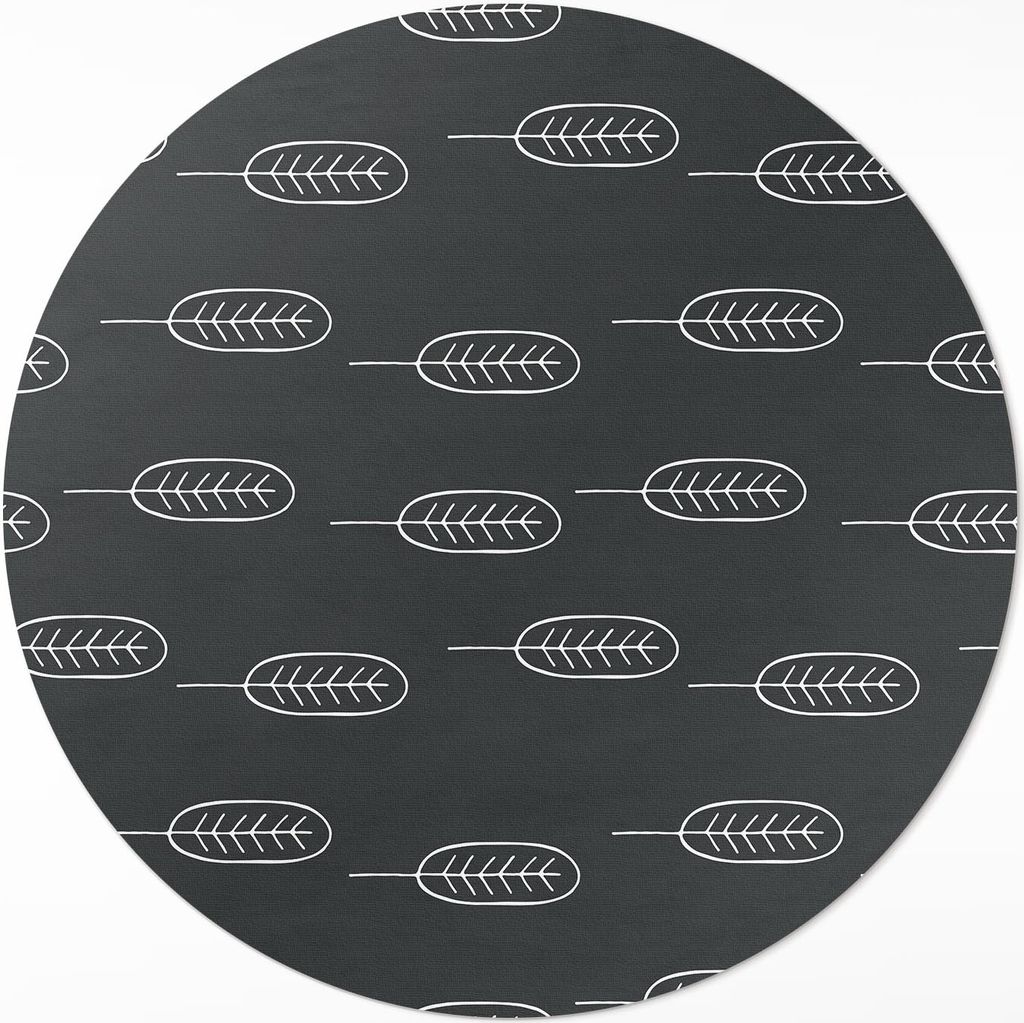 Minimalistische Boho-Blätter– Vinylteppich – Indoor Teppich – Flur – Pflegeleicht – Runder Teppich – PVC Teppich – Outdoor Teppich ...