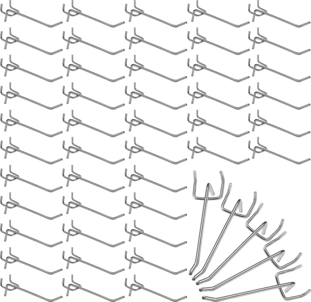 Belle Vous 50Stk Lochwand Haken Einzeln aus Stahl – 10,5cm Haken für Lochwand Stabile Stahlhaken Werkzeugwand, Lochwand Zubehör für Display Bo...