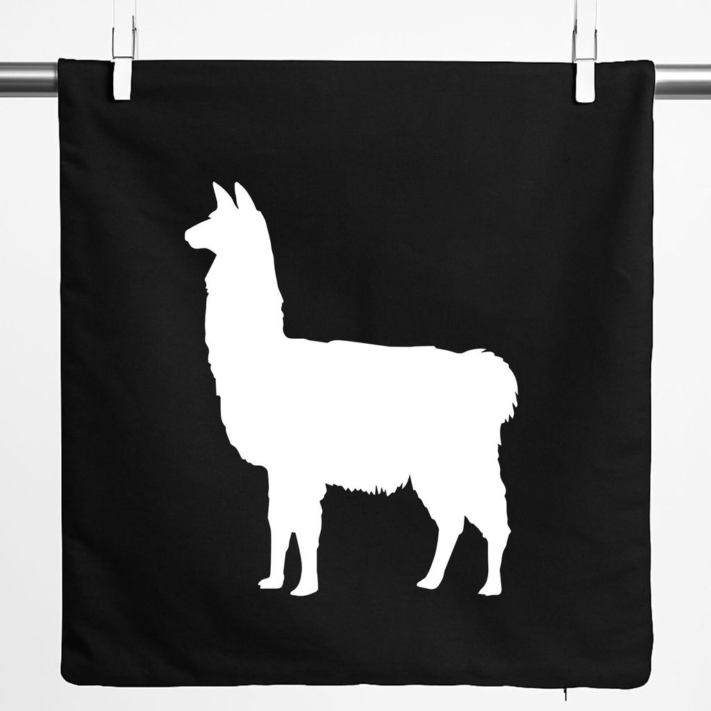 Huuraa Kissenbezug Lama Silhouette 40x40cm Black Baumwolle Dekokissenbezug Geschenkidee
