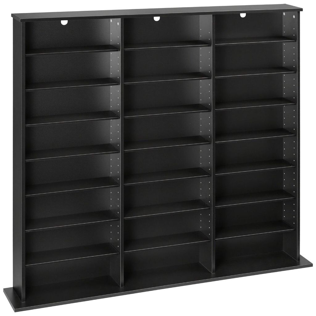 Medien-Aufbewahrungsschrank, 8-stöckiges DVD-Regal, 142 x 22 x 130 cm, Multimedia-Aufbewahrungsregal für CDs, DVDs, Bücher und Spiele, CD-Regal ...