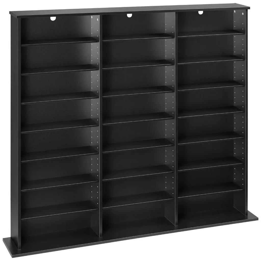 Étagère multimédia gain de place, meuble rangement DVD 8 niveaux stable