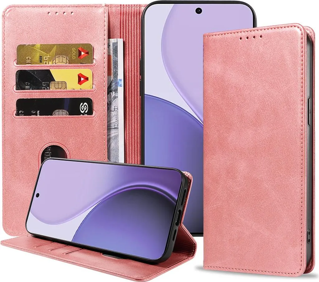 Cover Portafoglio Oppo Reno 14 F Oro Rosa - Pratica e Resistente