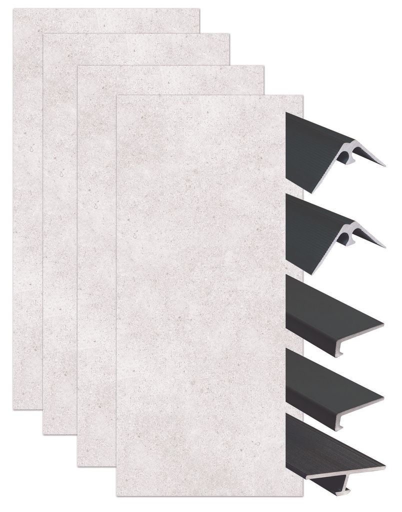 ONDEE ZEN-Montageset für 4 Wandpaneele in einer Nische – Terrazzo 200 cm – schwarze Profile