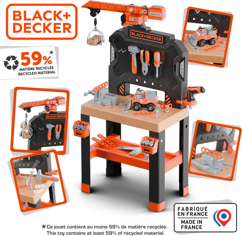 Smoby Black+Decker Kinder-Werkbank mit Kran - 87 Produktbild 