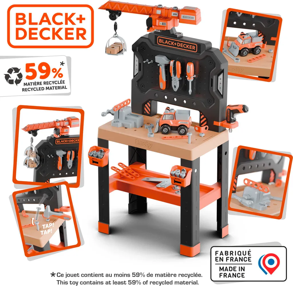 Jouet garage atelier avec grue de chantier pour enfant - Modèle Créatif