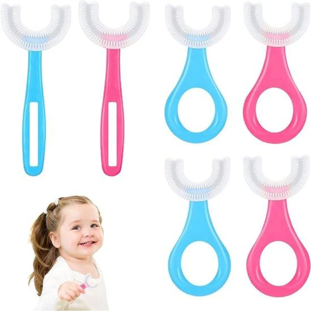 Lot de 6 brosses à dents enfants en U silicone 360° souple et hygiénique