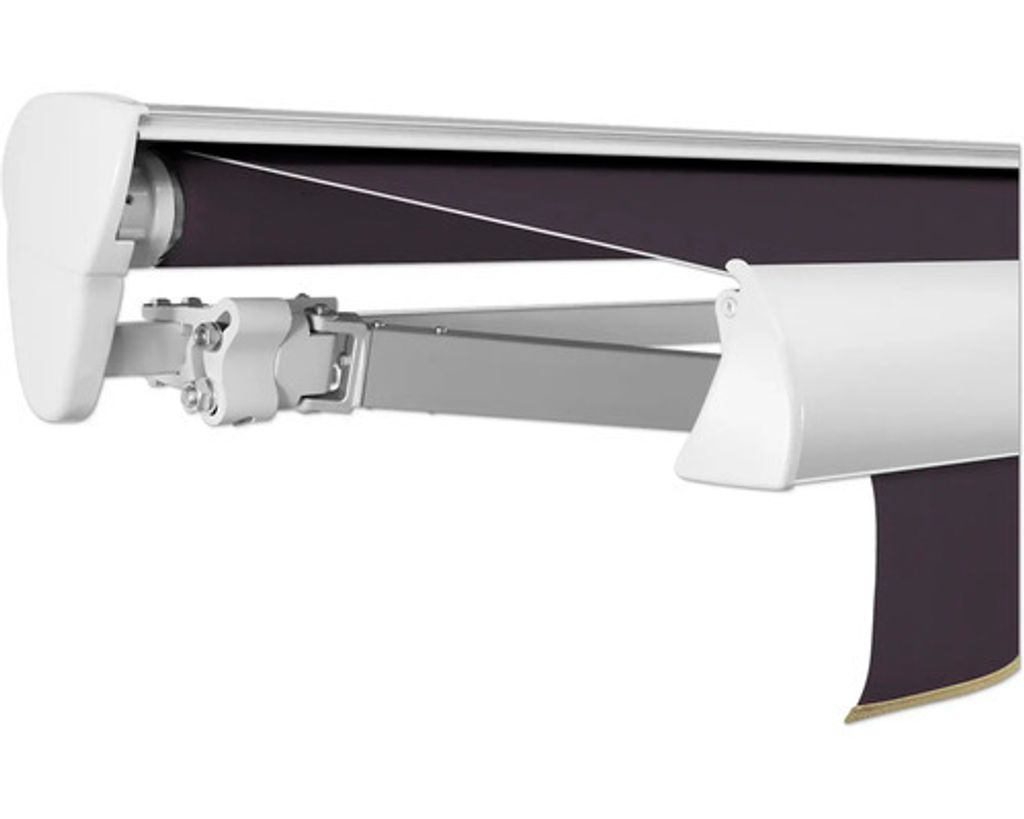 SOLUNA Halbkassettenmarkise Classic 6x2 Dessin S2119 Gestell E6EV1 silber eloxiert Antrieb links inkl. Motor und Wandsch