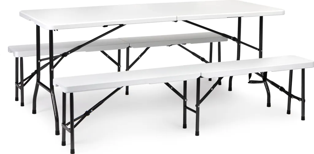 Table banquet pliante 180 cm avec bancs pour manquer de place assise