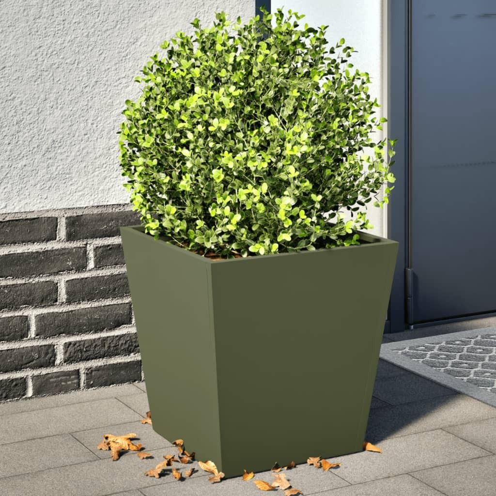 "WINTER SALE"Pflanztopf/Blumenkübel Moderne - Pflanzkübel - Blumentopf 2 Stk. Olivgrün 40x40x40 Stahl Promotion670964 - Beete