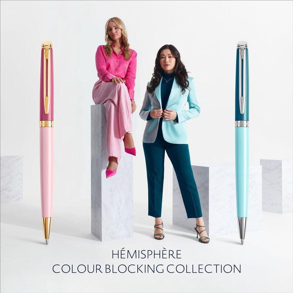 WATERMAN Kugels. Hemisphere Colour Blocking Pink C.C. M blau Geschenkbox