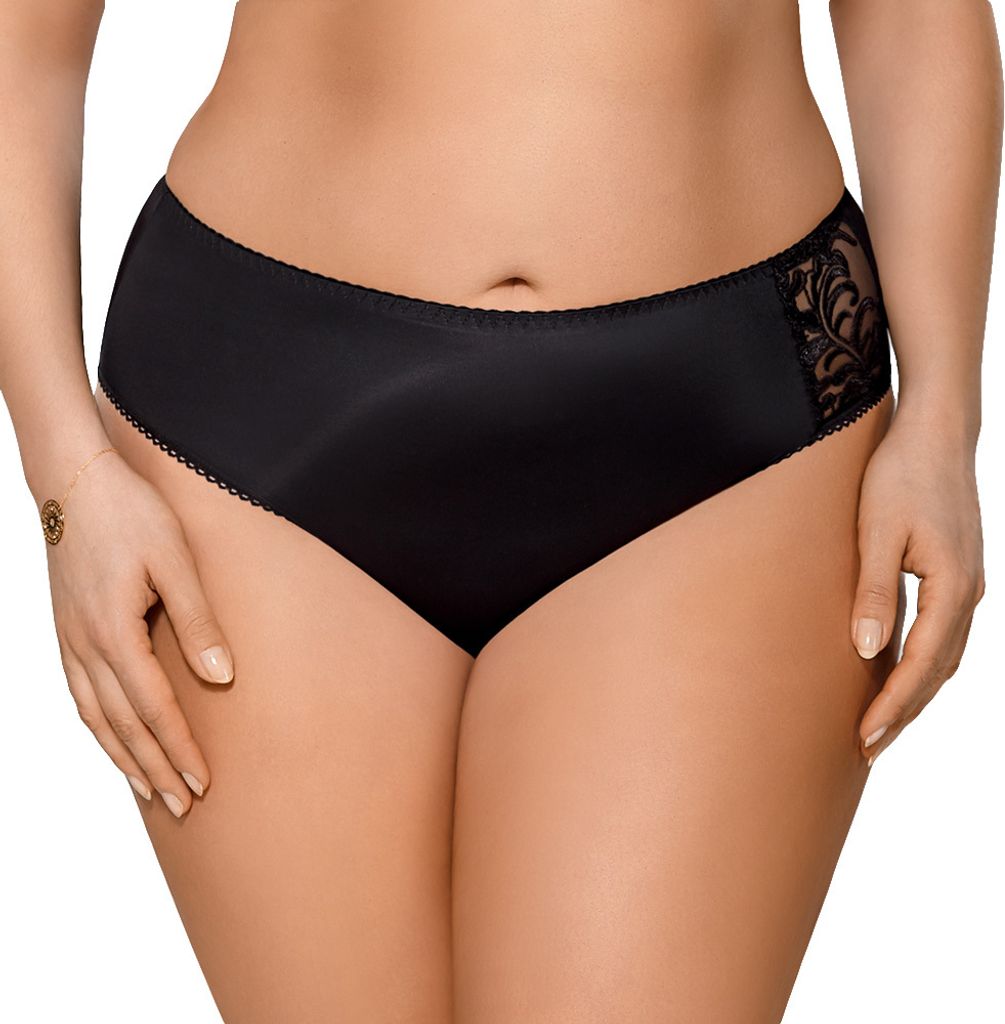 Gorsenia K379 Victoria Slips Dame Maxi Dessous Stickerei normaler Bund , Schwarz, S