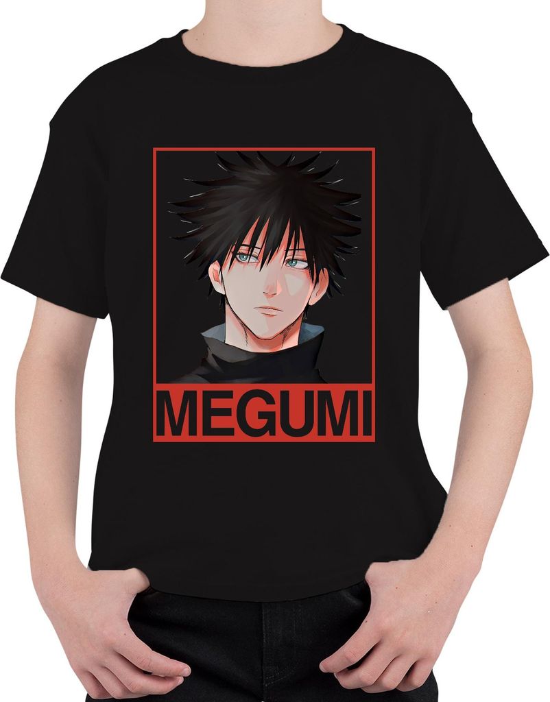 Megumi Fushiguro Jujutsu Kaisen Anime Fan Geschenk düster Otaku Uni Kinder T-Shirt, Schwarz, 104