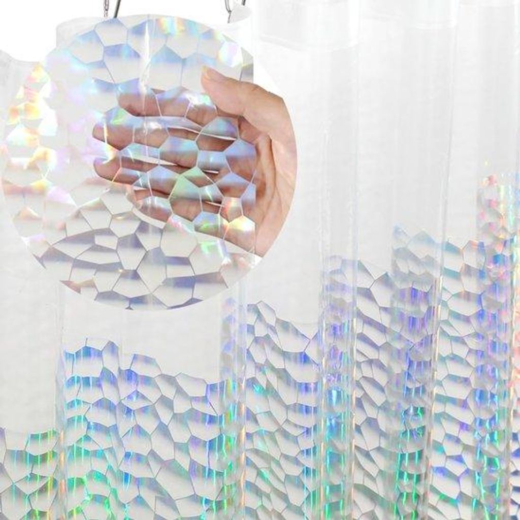 Unyqoos holografischer wasserabweisender Duschvorhang mit Metallaugen und 3D-Design
