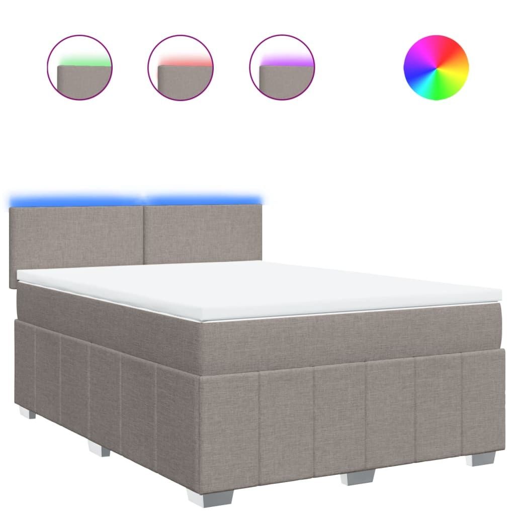 vidaXL Boxspringbett mit Matratze Taupe 140x200 cm Stoff