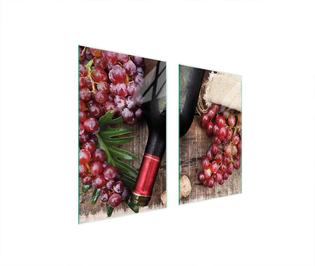 Offerta Set 2 Pezzi Coprifornelli 75x52 Vetro Temperato Legno e Vino