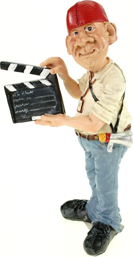 Funny Job lustige Figur Kamera Assistent mit Filmklappe Cut Karikatur