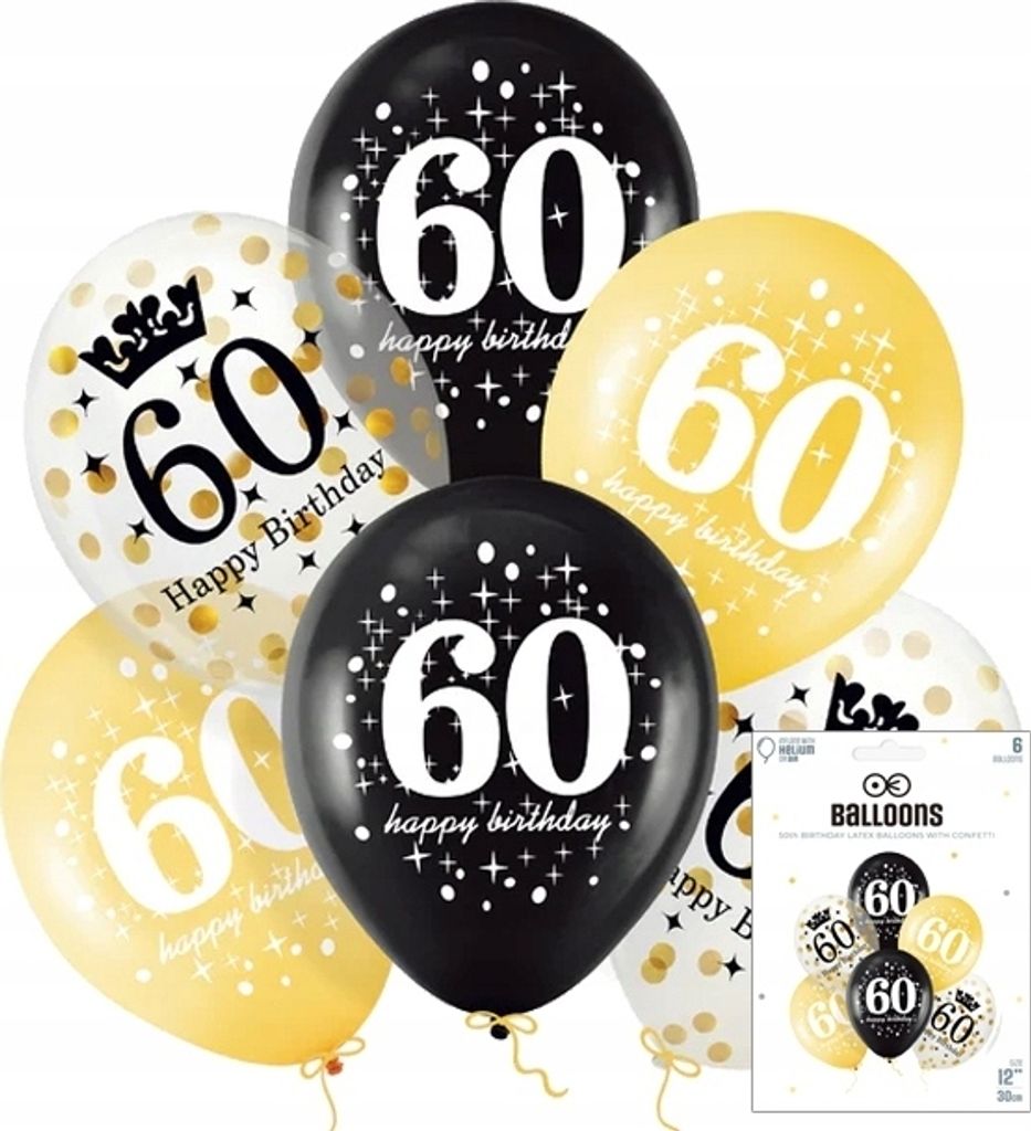 Zestaw Balonów Z Konfetti Na 60 Urodziny Jubiluszowe Zdjęcie produktu 