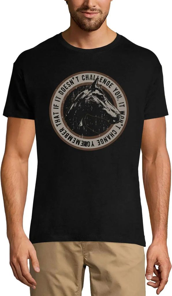 Herren Grafik T-Shirt Herausforderung Pferd lustig – Challenge Horse Funny – Öko-Verantwortlich Vintage Jahrgang Kurzarm Lustige Druck Geburtstag