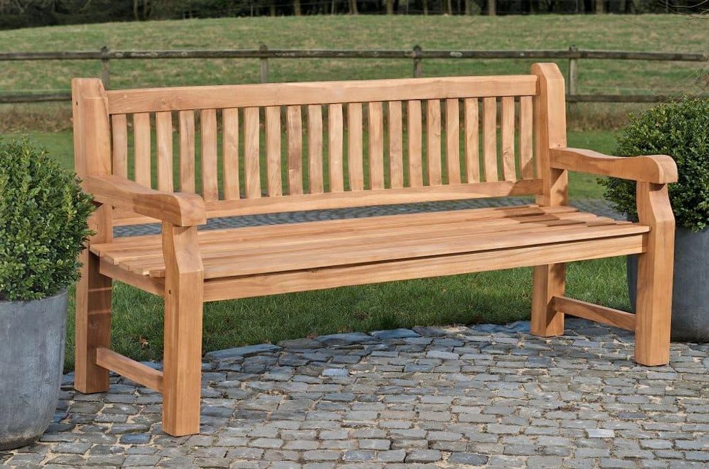 Ławka ogrodowa Jackson z drewna tekowego - Lite drewno - Zdjęcie produktu 
