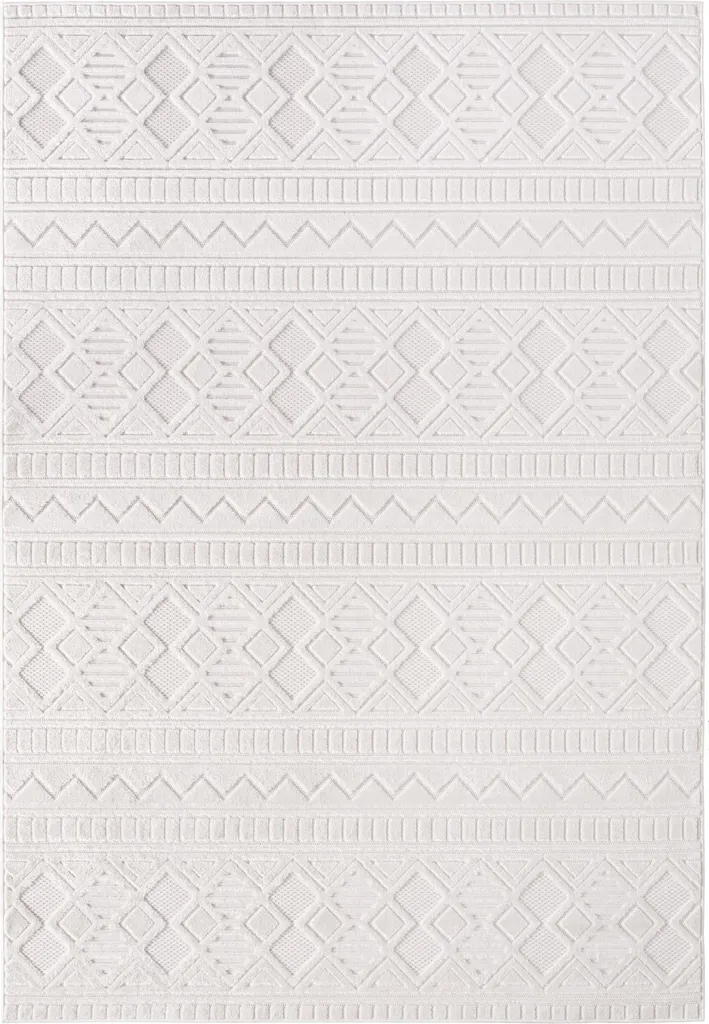 Tapis de Couloir à Poils Ras 80x250 cm - Tissage Plat Coloris Crème