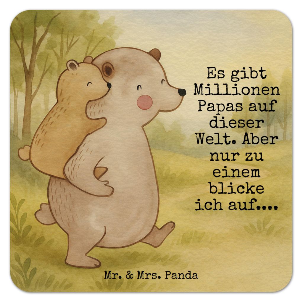 Mr. & Mrs. Panda Tischuntersetzer Papa Bär Design 50er Set - Weiß - Geschenk, Bierdeckel, Tassenuntersetzer, Vatertag, Geburtstag, bieruntersetze...