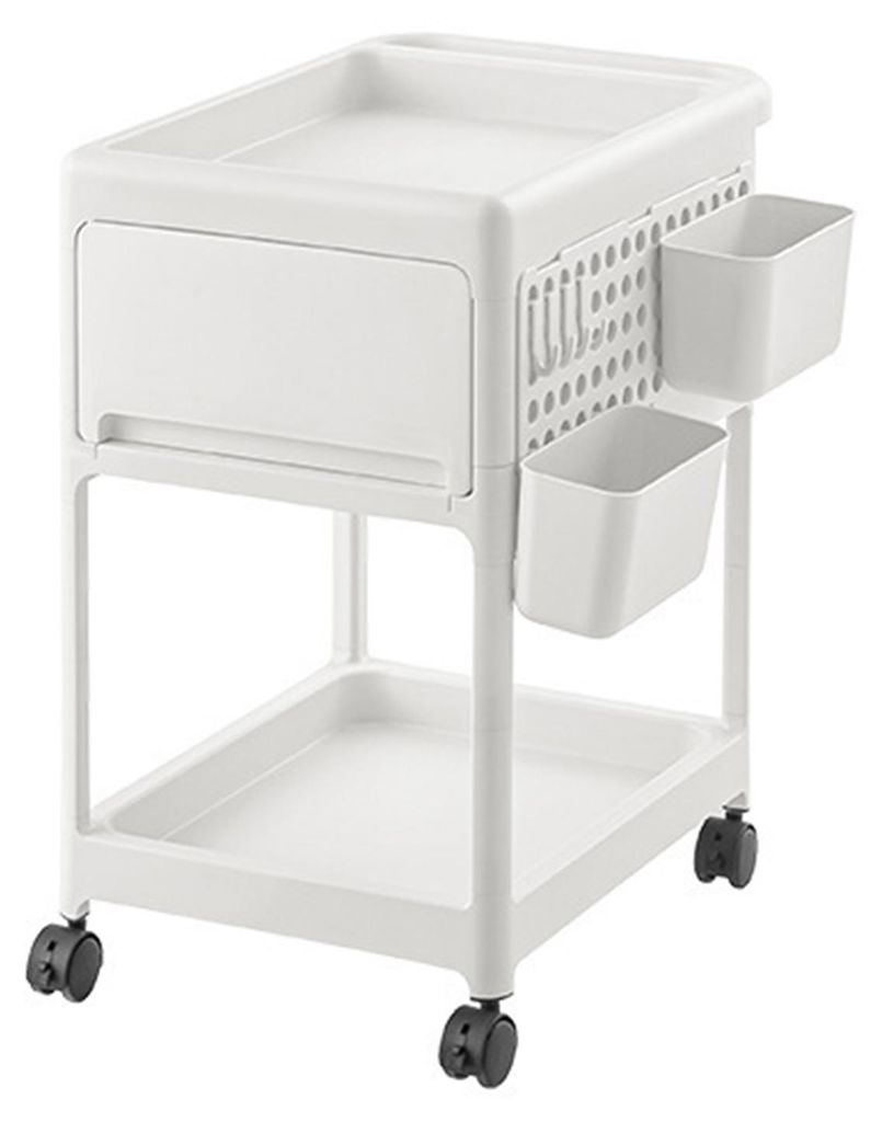 Rollbarer Aufbewahrungswagen mit Schubladen und Ablage, Rollwagen mit Haken und abnehmbaren Körben für Babyartikel, Schlafzimmer, Badezimmer und ...