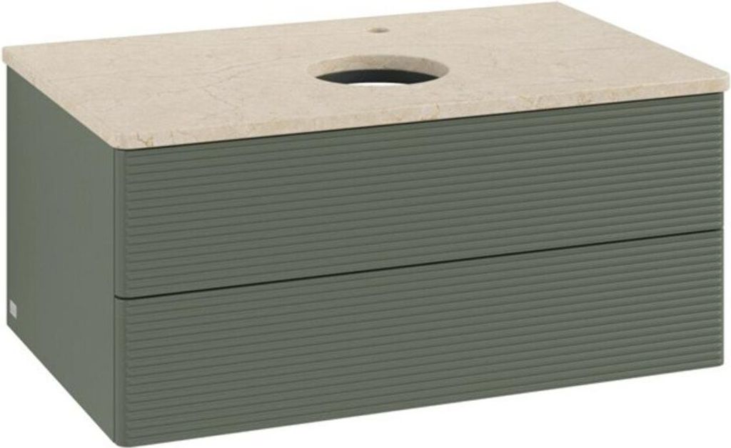 V&B Waschtischunterschrank mit Frontstruktur -Beleuchtung Antao 80x36x50cm, HL, WBP botti., le g. m Lac
