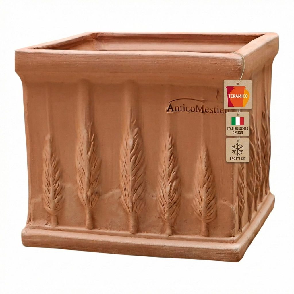 Teramico "Quadro Cipressi" Blumentopf Terracotta Frostfest 25 cm