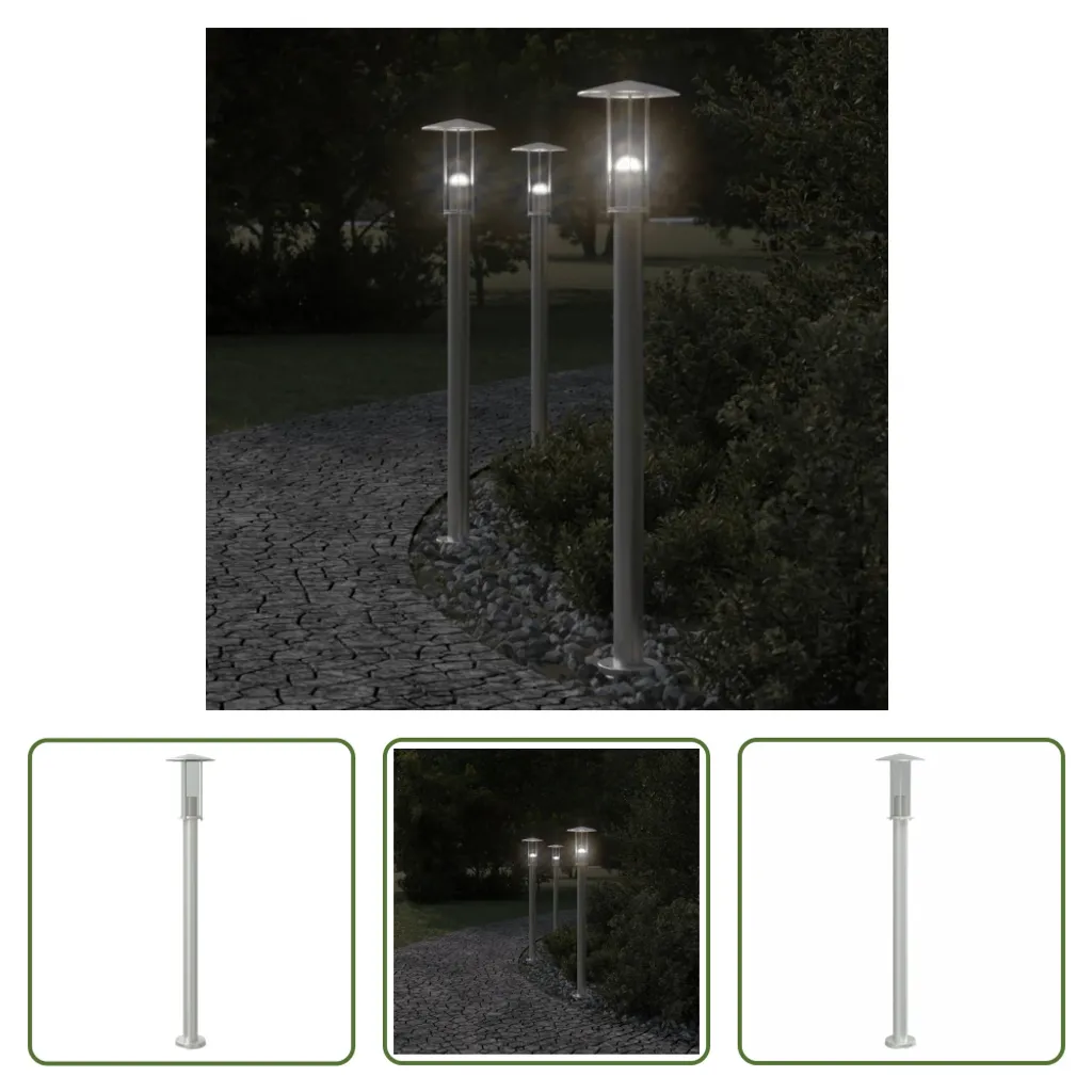 Lampioncino Moderno 100cm Acciaio Inox Argento | Design Esterno Living Store
