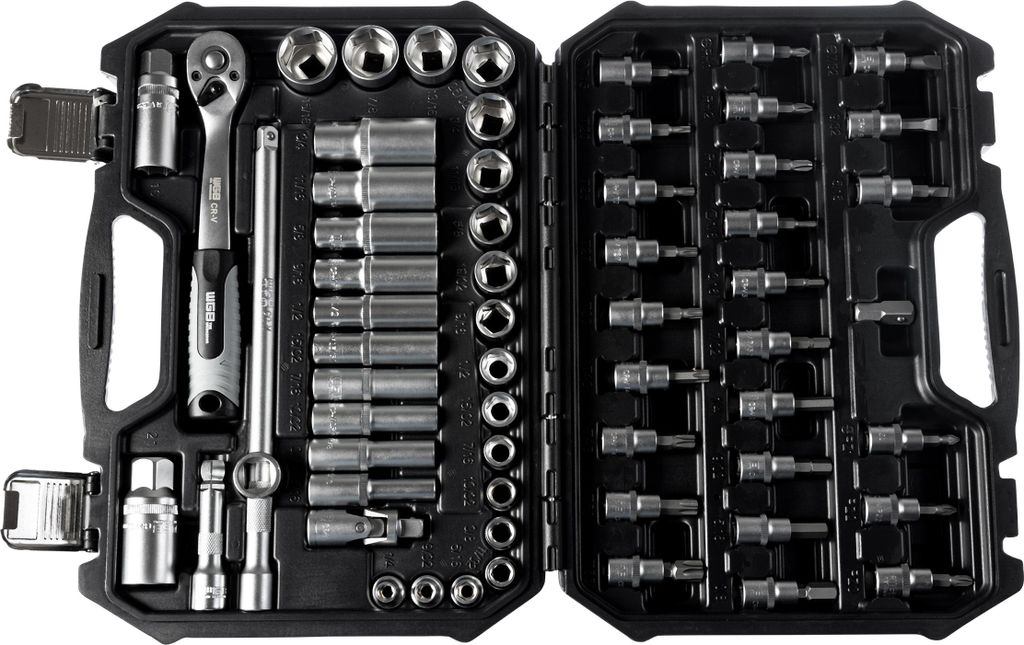 WGB 10mm (3/8") Steckschlüsselsatz Zoll 61tlg, S2-Stahl, POLO Store