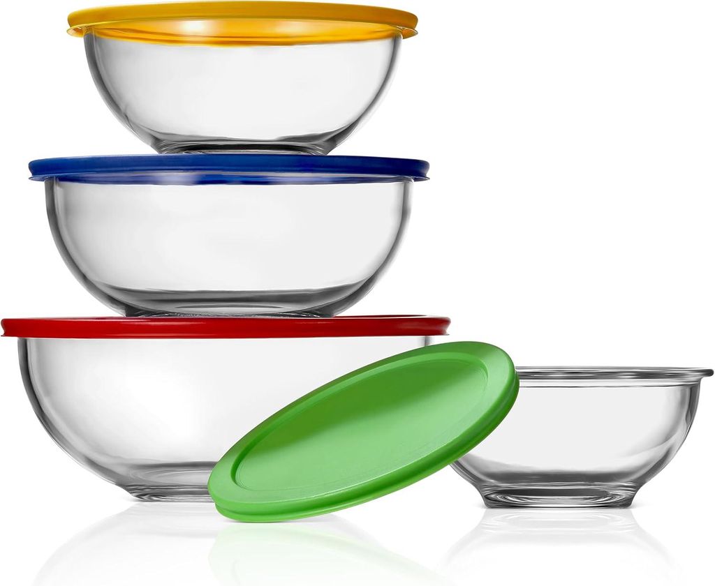 Lot de 4 saladiers en verre avec couvercle NutriChef – Image du produit 