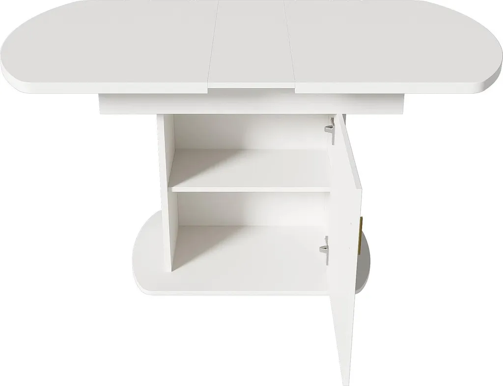 Table ovale extensible 110/130 cm blanc et or style moderne minimaliste - 9