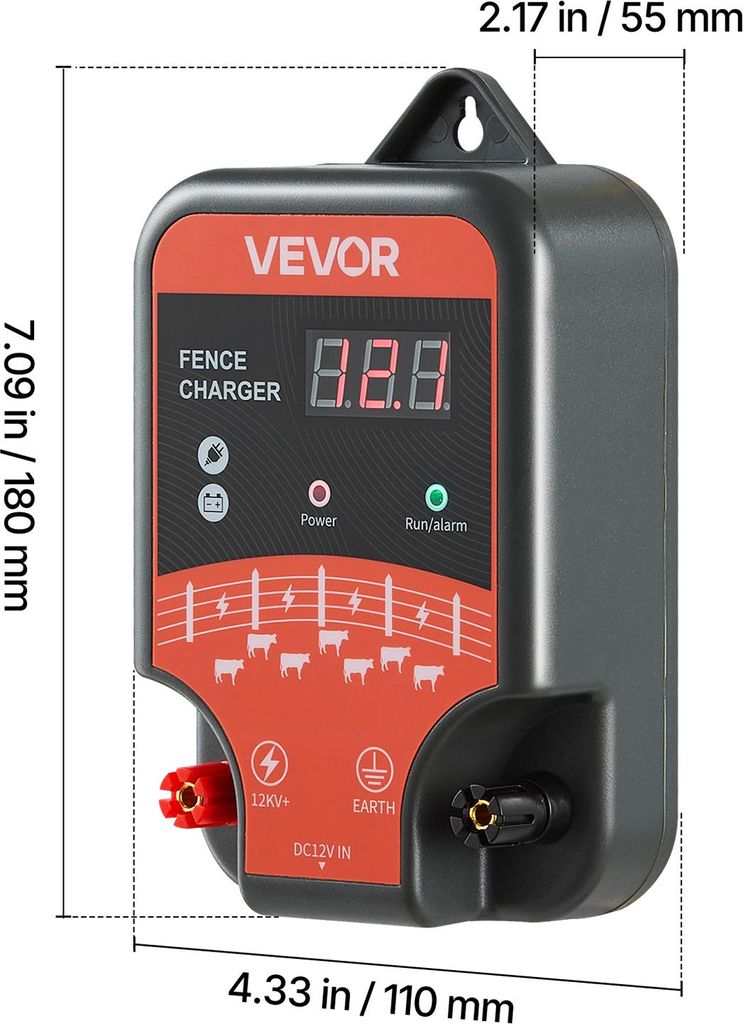VEVOR, energizzatore per recinzioni elettriche, 12 kV 3 J, Immagine del prodotto 