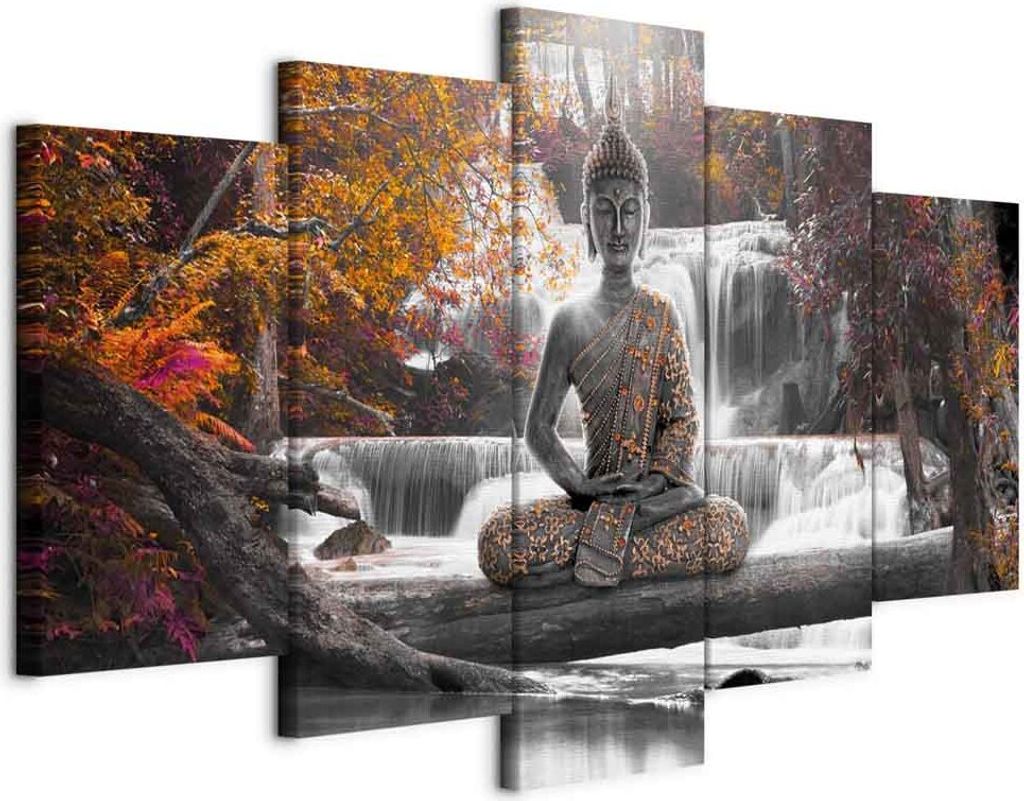 Italienischer Leinwand Leinwandbild - Autumn Buddha 225x112.5 cm Orient c-A-0021-b-p