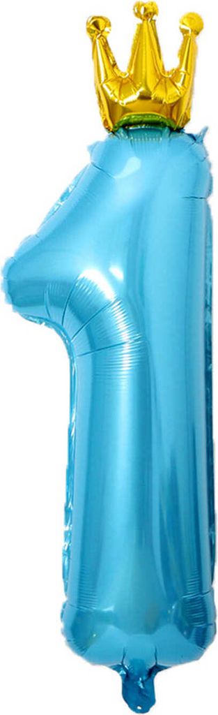 Oblique Unique XXL Folien Luftballon Zahl 1 mit Krone Ballon Deko für 1. Geburtstag Jubiläum Party Kindergeburtstag - blau