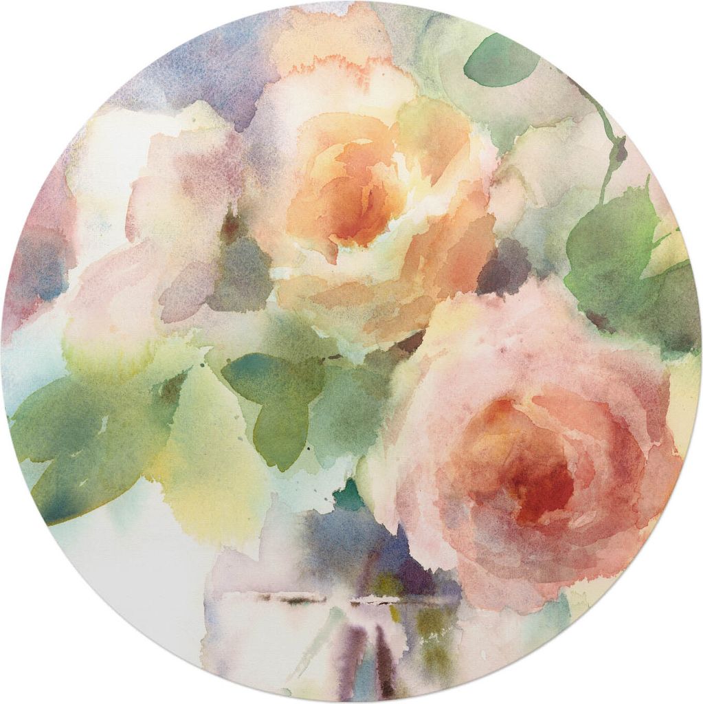 Aquarellblumen – Bodenschutzmatte – Stuhlunterlage – Bürostuhlmatte – Rutschfeste Bodenmatte – Schutzmatte für Hartboden – fi 100 cm